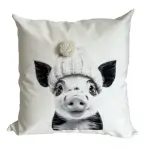 Almohadón Velvet Carita Chanchito Pompón